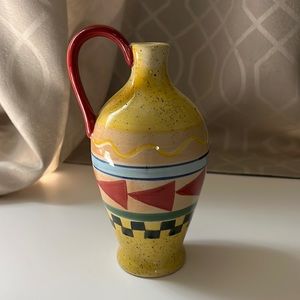 Alco Industries mid century southwest gold& red ceramic pitcher